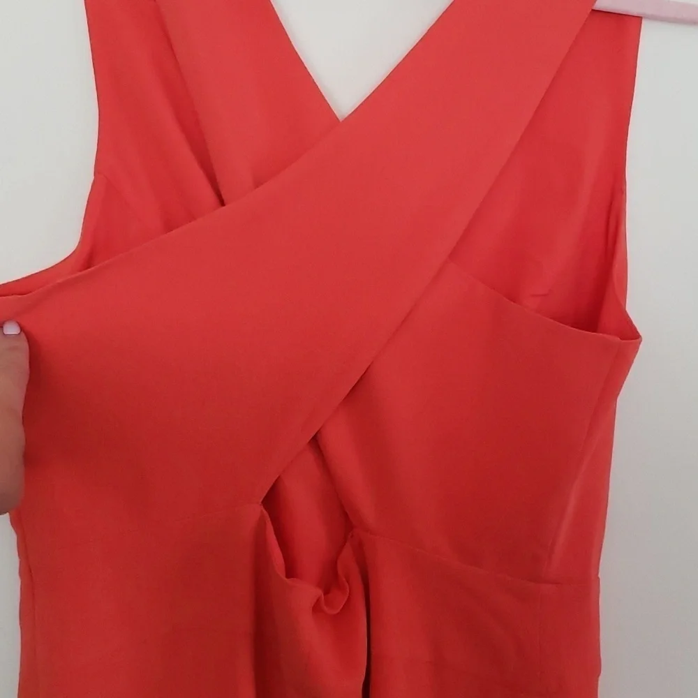 Banana Republic peach orange cross back summer dress, mini dress, wedding guest.